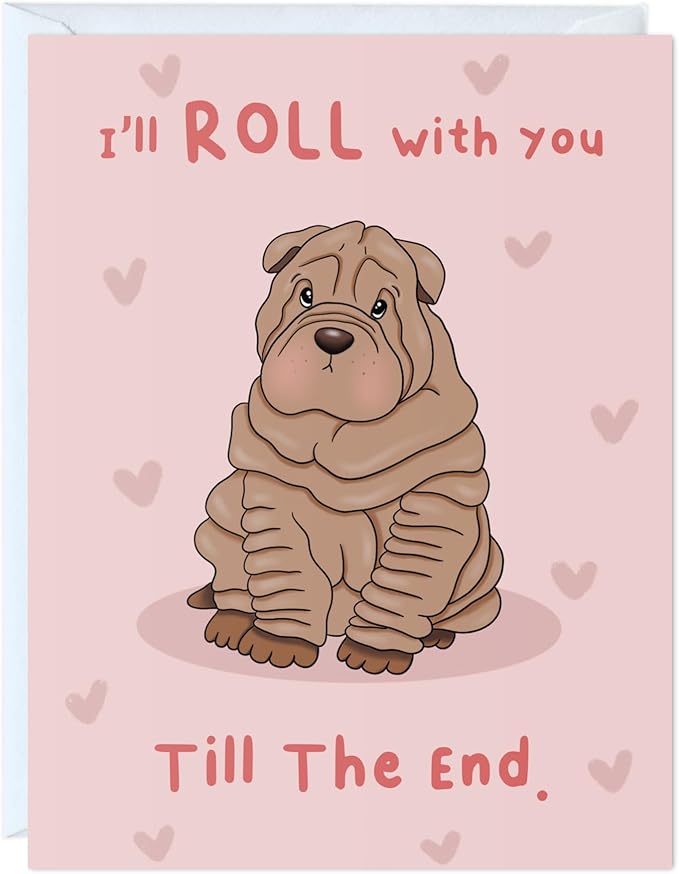 ALY LOU Mothers Day Card Anniversary Birthday for Mom Dad Wife Husband Girlfriend Boyfriend Stepmom Aunt Parents – Funny Punny Dog Greeting Card for Fathers Day – Blank Inside (Roll With You - Dog)