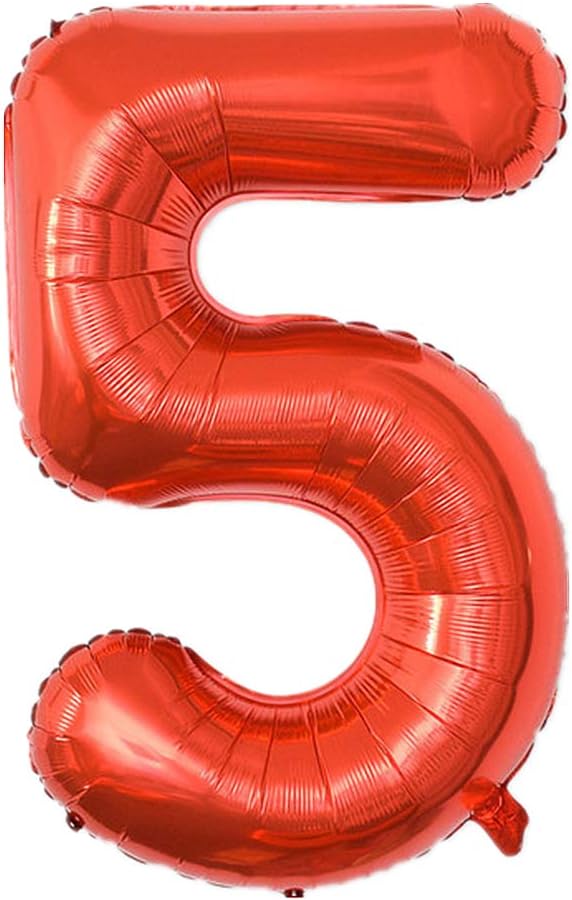 YPSelected 32 Inch Large Foil Helium Number Balloon Birthday Wedding Party 0-9 (Red, 5)