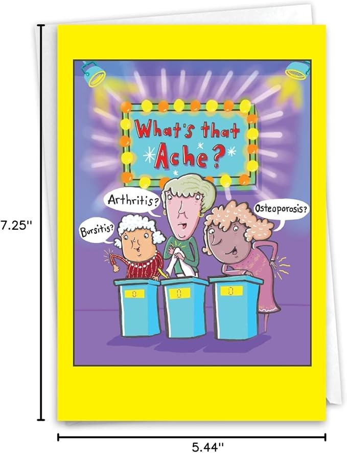 NobleWorks, Funny Birthday Paper Card with 5 x 7 Inch Envelope (1 Card) Bday Ache Game C10863BDG