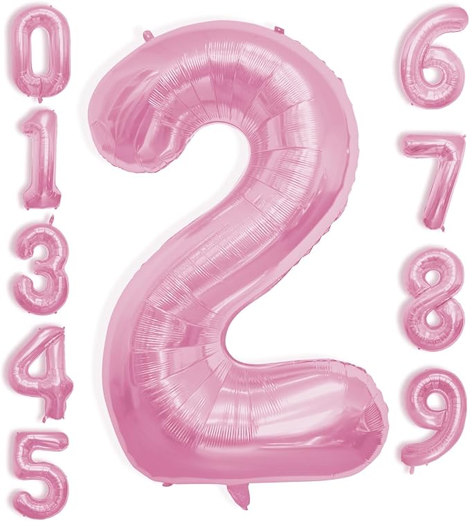 40 Inch Large Pink Number Celebration and Decoration Balloon for Birthday Parties, Graduations, Anniversaries, Weddings, Photo Shoots, Special Events - Helium Foil Mylar (Pink Number 2)