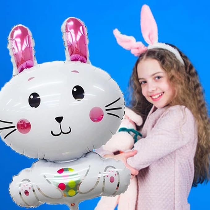 Bunny Balloons Easter Balloons Rabbit Foil Balloon for Easter Party Decorations Themed Party Shower Bunny Birthday Party Decorations Decor Supplies Party Balloon Set 3pcs