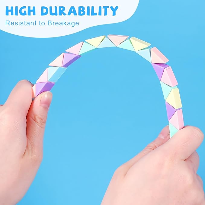 12 Pack Magic Snake Cube Fidget Toys for Kids - 24 Blocks Rainbow & Macaron Twist Puzzle, Party Favors, Classroom Prizes, Birthday Goodie Bag Fillers, Stress Relief Sensory Toys