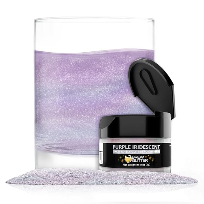 Brew Glitter Edible Glitter for Drinks, Cocktails, Beer, Garnish & Beverages (Iridescent Purple, 4 Grams)