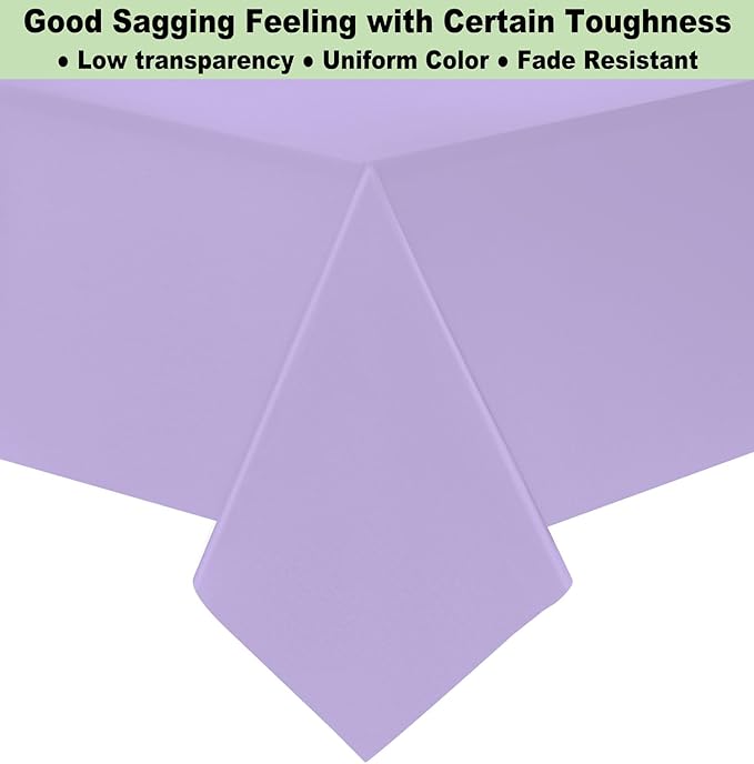 Plastic Lavender Tablecloths 3 Pack Mauve Disposable Table Covers 54" x 108" Lilac PEVA Table Cloths for Parties Bridal Shower Engagement Wedding Birthday Banquet, Fits 6 to 8 Foot Rectangle Tables