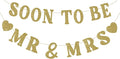 Soon To Be Mr & Mrs Sign Banner for Bridal Shower Decorations, Pre-Strung Gold Glitter Wedding Banner Decorations, Engagement Banners for Mantle Hanging Sign Couples Shower Decors