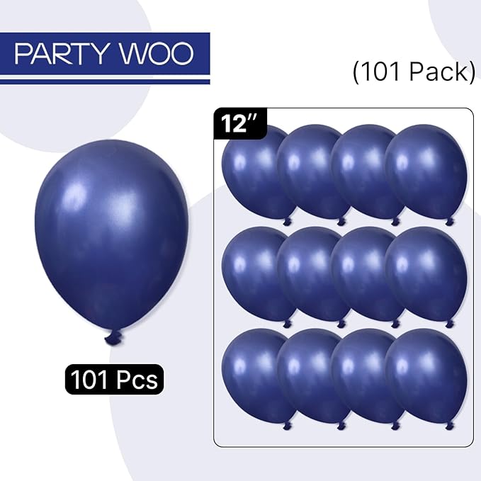PartyWoo Navy Blue Balloons 101pcs 12 Inch Dark Blue Latex Helium Balloons for Graduation New Year Wedding Sports Theme Boy Baby Shower Men Birthday Bachelorette Party Decorations Blue-Z90
