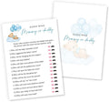 Guess Who Mommy or Daddy Game Cards, Blue Bear Party Games for Boy, 25 Pcs 5x7in Sheets, Fun Gender Reveal Activity & Baby Boy Celebration Supplies - B02
