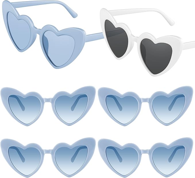 6 Pack Bachelorette Sunglasses Heart Shaped Sunglasses Vintage Heart Glasses for Women Wedding Party Decor