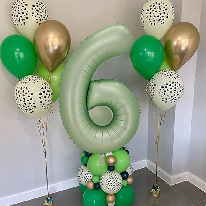 Number 6 Balloon, Large number balloons 40 inch, 6th Birthday Party Decorations 6 Year Old Birthday Sign Decor, Sage Green
