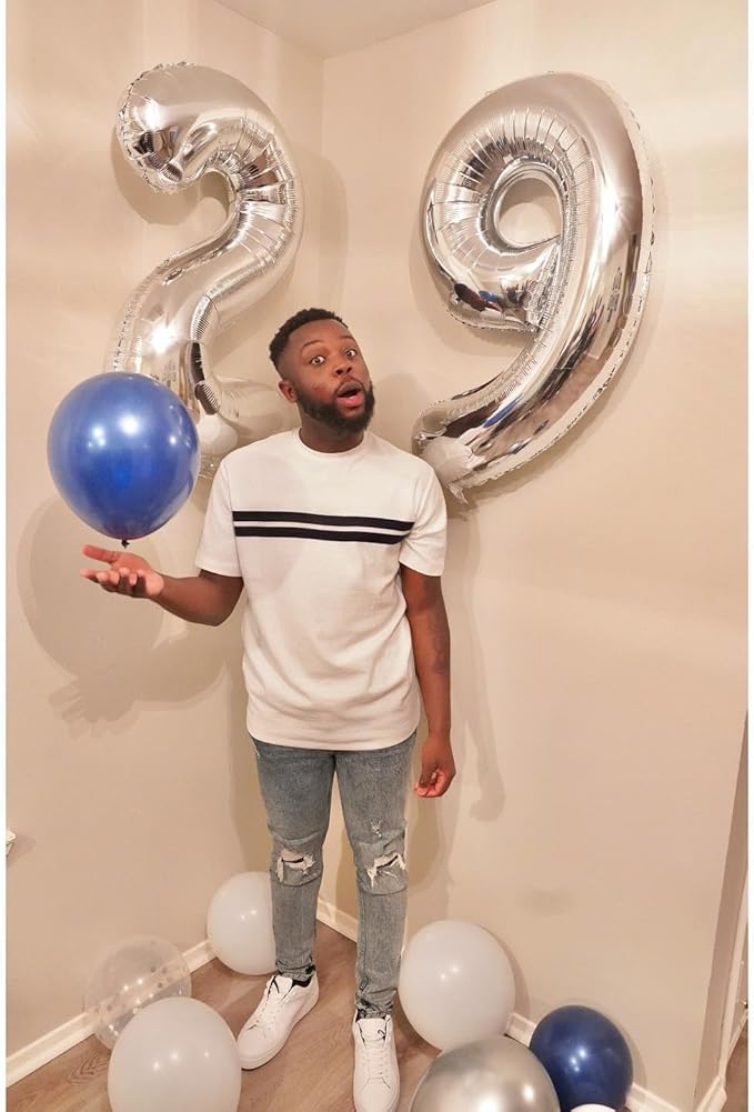 Silver 2 Balloon, Number Balloons 40 Inch, 2nd Balloon Number Birthday Decorations, Two Second Birthday Party Supplies, Number 2 Balloon