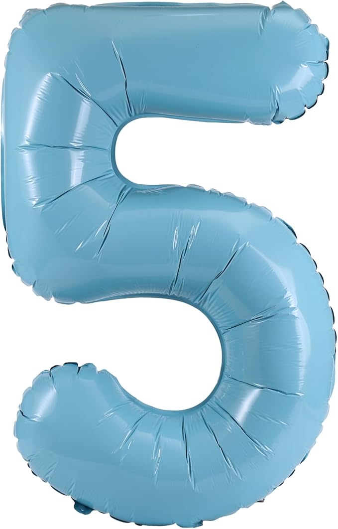 40 Inch Large Foil Helium Number Balloon Birthday Wedding Party 0-9 (Baby Blue, 5)