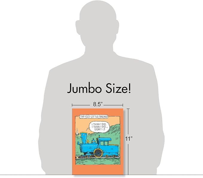 NobleWorks - Extra Large Funny Birthday Paper Card 8.5 x 11 Inch with Envelope (1 Pack) Oversize Jumbo Bday Old Little Engine J6955BDG