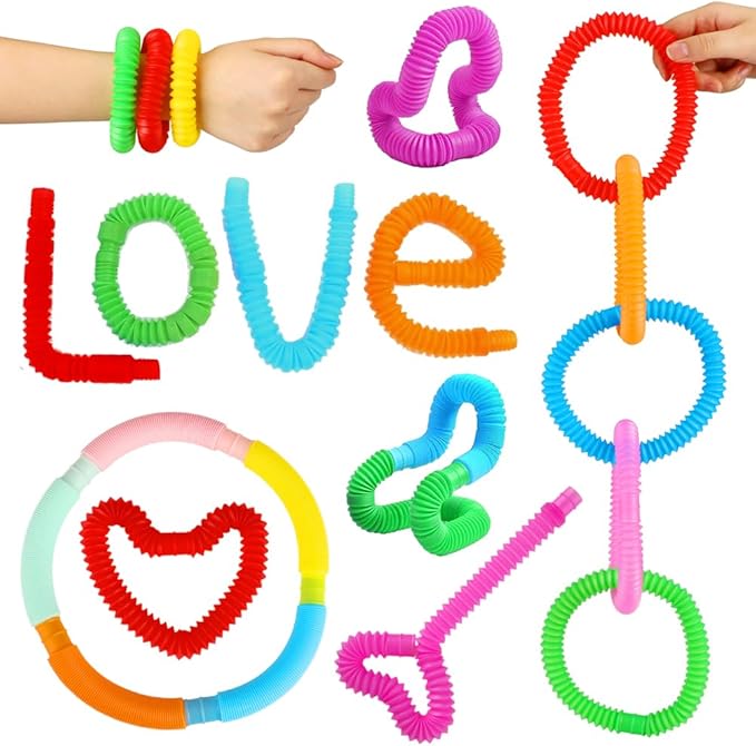 72Pack Pop Tubes, Fidget Sensory Toys Party Favors for Kids 4-8 8-12 Anxiety Stress Relief Toys Treasure Box Prizes Goodie Bag Stocking Stuffers Birthday for Toddlers Boys Girls