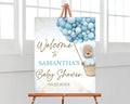 Baby Shower Sign, Baby Shower Welcome Sign, Blue Bear Balloon Baby Shower Welcome Sign, Blue Balloon Bear Baby Shower Sign, Baby Shower Decor