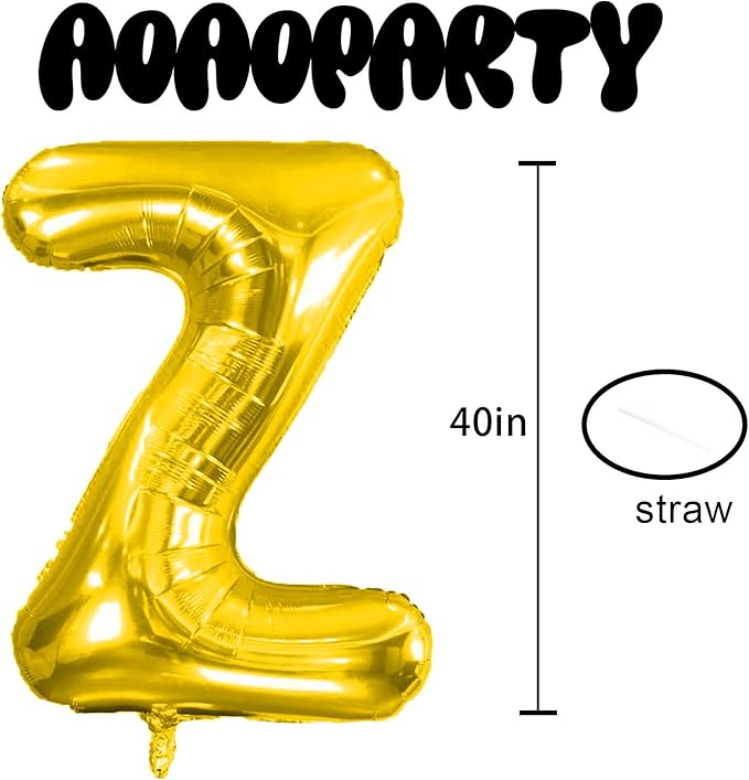 Letter Balloons 40Inch Large Giant big Foil Mylar Gold Balloons Z for Birthday Party Decorations