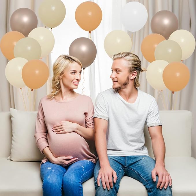 Patimate Beige Blush Neutral Balloons Set, 50 pcs 12 inch Metallic Champagne Blush Beige Sand White Latex Balloons Kit for Bridal Shower Bachelorette Teddy Bear Baby Shower Wedding Party Decorations