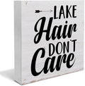 Country Lake Wood Box Sign Decor Desk Sign Humorous Lake Quote Wooden Box Block Sign Summer Rustic Home Shelf Wall Decoration