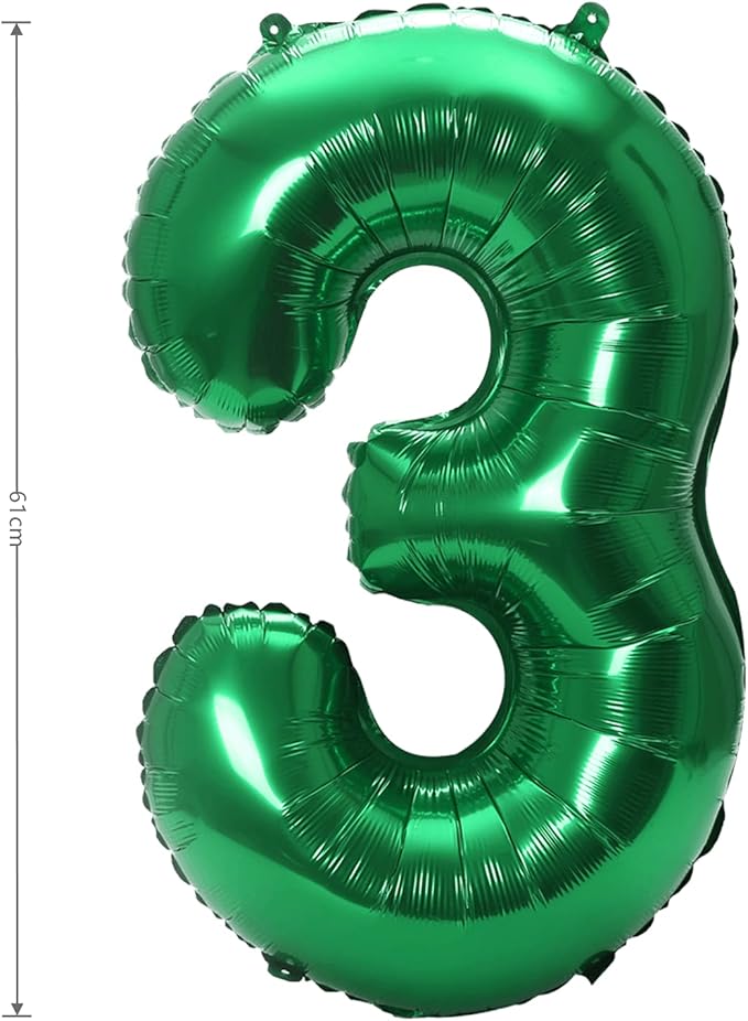 YPSelected 32 Inch Large Foil Helium Number Balloon Birthday Wedding Party 0-9 (Green, 3)