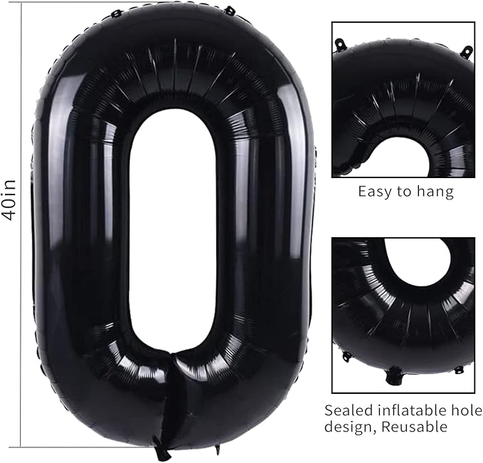 Smlpuame 40 inch Number Balloon 0-9 Black Large Number 18 Balloons,Digital Balloons for Birthday Party Celebration Decorations Supplies, Helium Foil Number Balloons for Wedding Anniversary