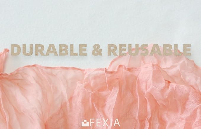 FEXIA 10 Pack Pink Gauz Table Runner 35x120 Inches Peach Table Runner for Mother's Day Bridal Shower Wedding Party First Communion Centerpiece Engagement Boho Table Decoration (Pink)