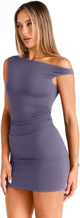 Trendy Queen Womens Mini Summer Dresses 2026 Going Out Off The Shoulder Bodycon Sexy Party Club Spring Fashion Outfits
