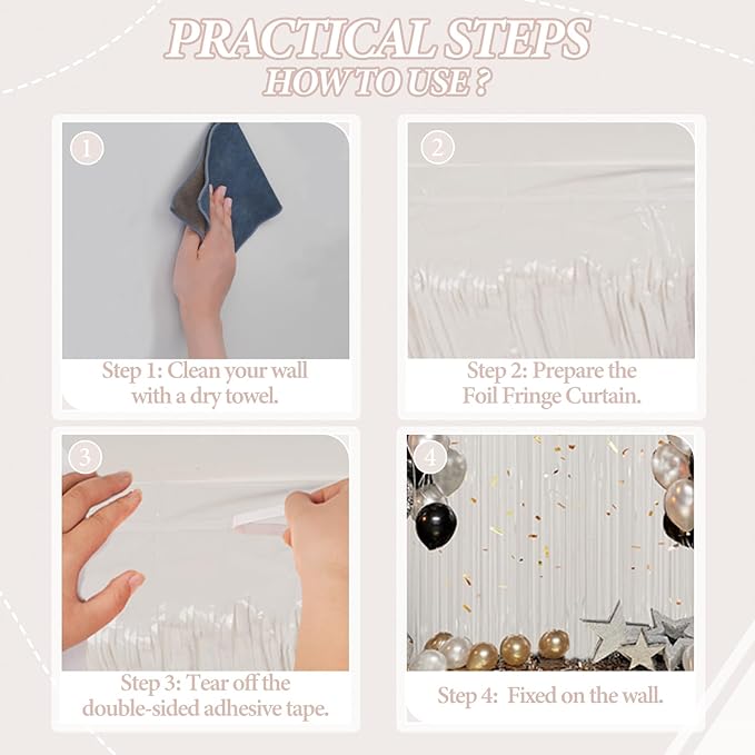 2 Pack Foil Fringe Backdrop - White Shiny Tinsel Curtains for Party Decoration/Photo Booth Props - 3.3x6.6 FT Metallic Foil Backdrop for Birthday, Wedding, Graduation, Christmas.