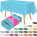 Disposable Plastic Tablecloth Light Blue 54x108 Inch, 5-Pack Waterproof Rectangular Table Cover for Parties, Picnics, Dining Protection