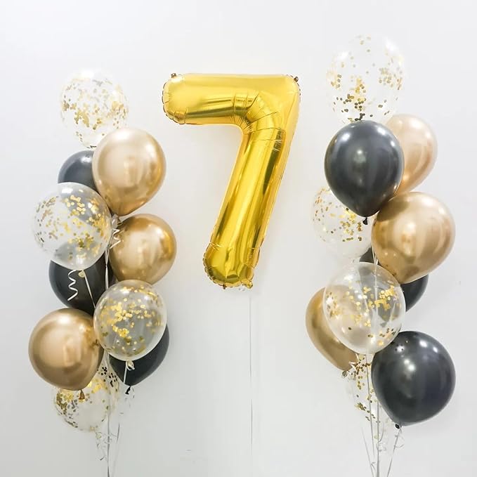 Gold Number 7 Balloon 40 Inch, 7 Balloon Number, 7th Birthday Decorations, Gold Party Supplies for Boys Girls
