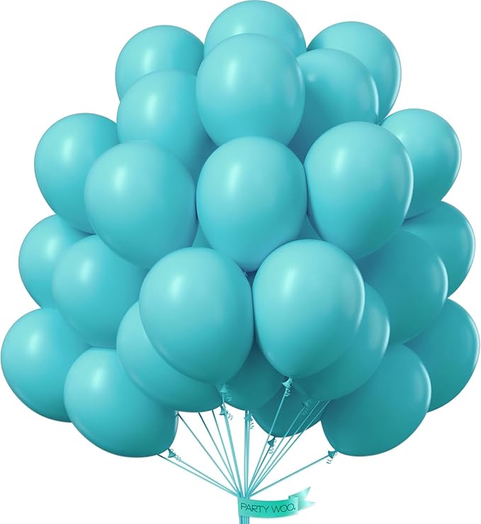 PartyWoo Teal Balloons 101pcs 12 Inch Turquoise Dark Teal Latex Balloons for Baby Shower Wedding Anniversary Gender Reveal Graduation Mermaid Birthday Pool Bachelorette Party Decorations Blue-Y69