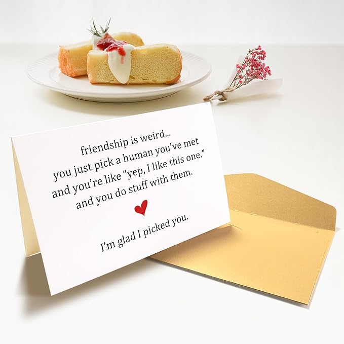 Funny Friendship Card for Women Men, Humorous Best Friend Birthday Card & Gift for Him Her, Snarky Birthday Card & Gift for Friend Bestie BFF, Friendship is Weird... I'm Glad I Picked You