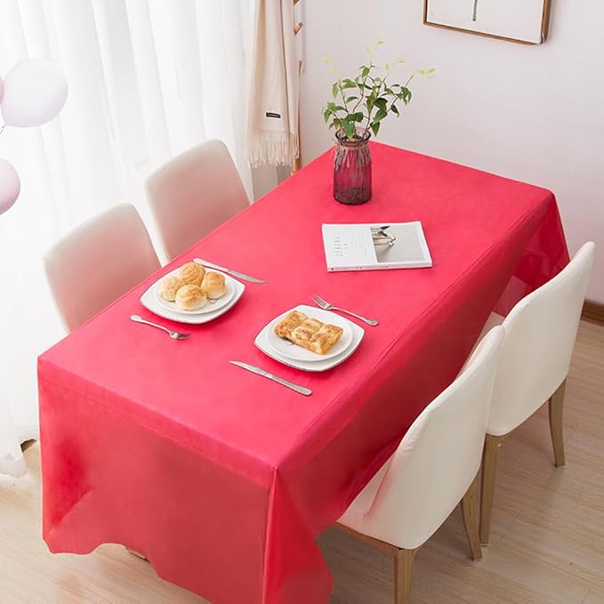 2 Pack Plastic Tablecloths Disposable Easter Party Table Covers Plastic Table Cloths BBQ Picnic Birthday Christmas Parties Covers Waterproof Oil-proof Table Cloth Thin Red Table Cloths 54 x 108 In
