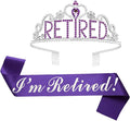 JETKONG Retirement Party Decorations - Tiara/Crown & Sash for Women, Party Supplies & Favors (Purple)
