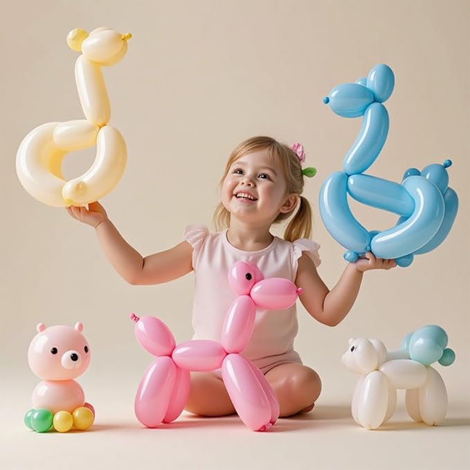 412PCS 260 Long Balloons, Twisting Animal Balloons, Thickened Latex Skinny Balloon, Pastel Color For Animal Shape, Birthday, Weddings, Christmas Party Decoration, Magic Clown