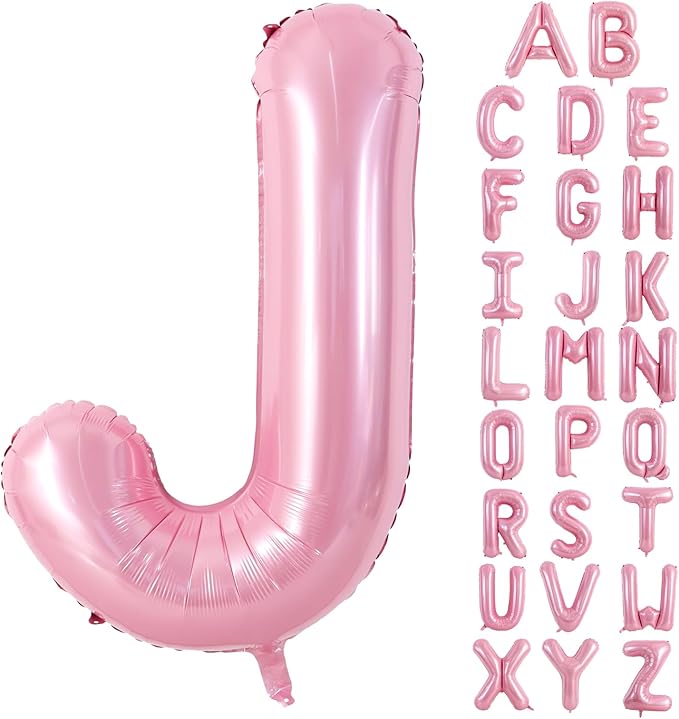 TONIFUL 40 Inch Large Pink Letter J Balloons Giant Foil Mylar Alphabet Balloon for Birthday Party Anniversary Baby Shower Wedding Supplies Decorations
