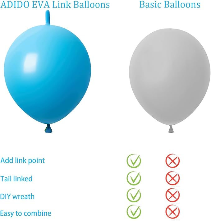 Link Balloons Light Blue 6 Inch 12 Inch Latex Quick Linkale Balloon 160 Pcs for Birthday, Halloween, Christmas, Party Festival Decorations