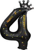 40 Inch Large Black Number Balloons Crown Big Black Digit Foil Mylar Balloons for Baby Shower Wedding Birthday Party Supplies (black 4)