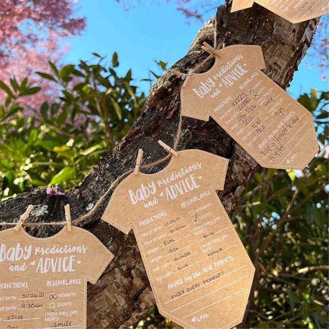 Kate Aspen Baby Predictions for Baby Shower Advice Cards - 50-Count Onesie Shaped Baby Shower Games for Girl or Boy - Gender Neutral Decor, Table Decorations, Activity and Keepsake For New Parents