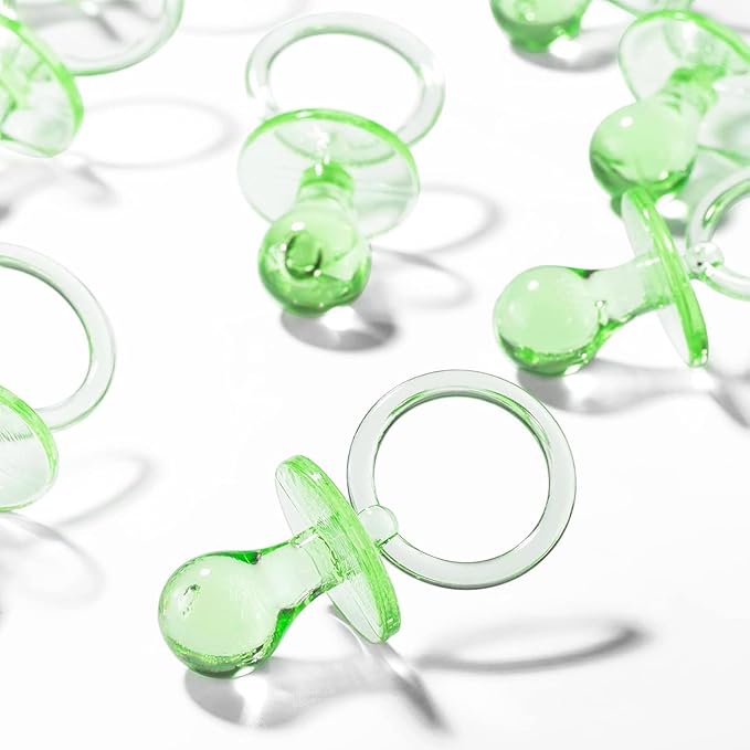 Pacifiers for Baby Shower Game, 36 Large Size Plastic Pacifiers for Baby Shower Decoration DIY, Hunt Game Props, Gender Reveal Party Table Scatter(Green, 2.75 in)
