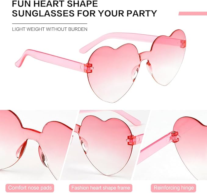 Heart Sunglasses 2 Pairs Heart Shaped Sunglasses Womens Heart Glasses Rave Sunglasses for Women Party Favors