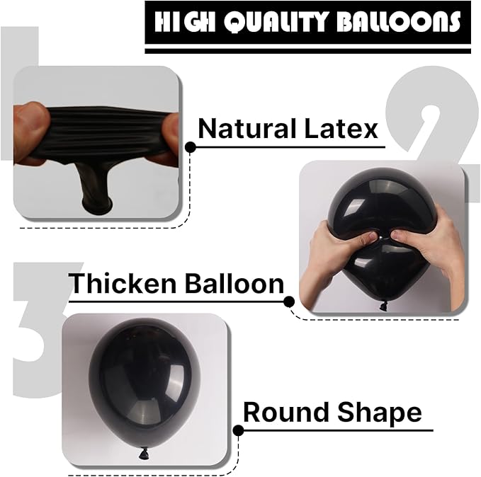 PartyWoo Black Balloons 152 pcs Different Sizes of 18 12 10 5 Inch Black Balloons Arch Kit Garland for Baby Shower Birthday Graduation Casino Gaming Anniversary Race Car Party Decorations Black-Y18