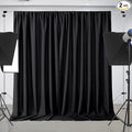 Joydeco Black Backdrop Curtains for Parties, 10x7 Wrinkle Free Black Backdrop Drapes for Birthday Party Home Party, Curtains Backdrop 5ft x 7ft 2 Panels with Rod Pockets
