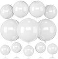 12Pcs White Round Balloons Foil, 22" 18" 15" 10" 4D Round Ball Shaped Balloon, Giant White Foil Balloons for Wedding Engagement Bridal Shower Prom Birthday Party Decorations Backdrop
