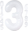 Large, Number 3 Balloon White - 40 Inch | Foil 3 Balloon Number for Black and White Happy Birthday Decorations | 3 Year Old Balloon for Party | Mylar 3 Balloon for 3rd Birthday Decorations for Girls