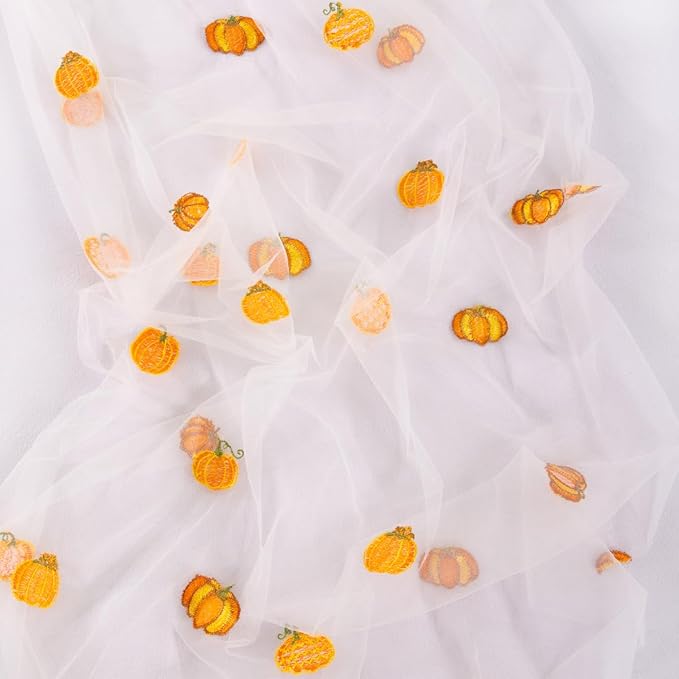 Socomi 3pcs Falll Thanksgiving Table Runner Pumpkin Leaf Tulle Gauze Cheesecloth Embroidery Sheer Table Runners for Wedding Party Baby Shower Birthday Holiday Picnic Home Decor