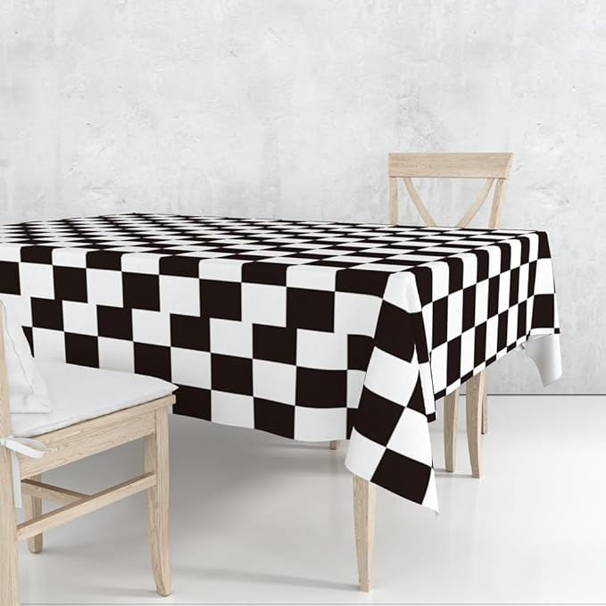 3 Pack Black and White Checkered Tablecloths Race Car Theme Tablecloths for Motor Racing Birthday Party Decorations, 54" x 108