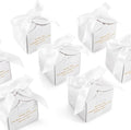 Marspark 50 Pcs Wedding Favor Boxes, 2.5 x 2.5 x 2.5 Inch Wedding Party Candy Boxes with Ribbons Bridal Gift for Guests Bridal Shower Birthday Party Anniversary Supplies(White)