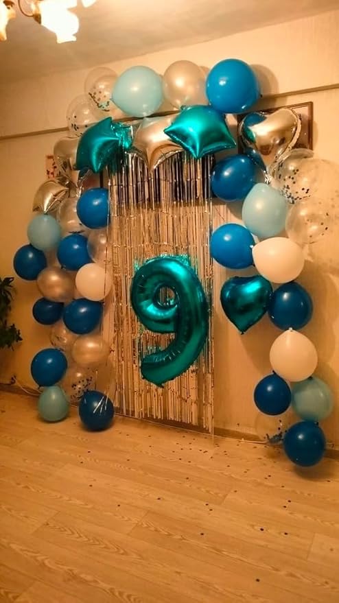 Teal Blue 6 Balloon, Number Balloons 40 Inch, 6th Balloons for Birthday Decorations, Teal Blue Party Supplies 6 Birthday Balloon, Number 6 Balloon