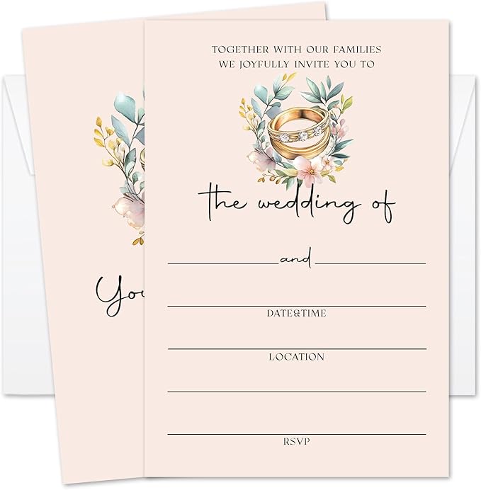 Ring Wedding Invitations, Wedding Shower Invites With Envelopes, Engagement Party Invitations For New Couples, 25 Pcs Cards & Envelopes /02