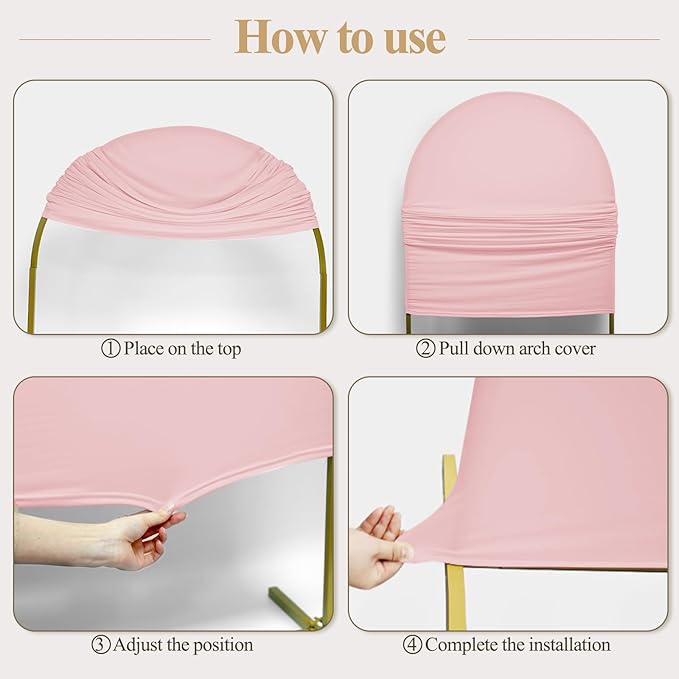 Ledido Wedding Arch Backdrop Cover 6FT Arch Covers Fitted Stretchy Spandex Round Top Stand Backdrop Cover for Wedding Banquet Ceremony Birthday Party Baby Shower Event Decoration,Pale Pink