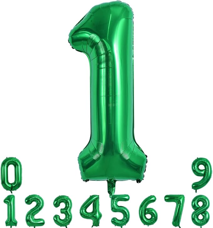 TONIFUL 40 Inch Dark Green Large Numbers Balloon 0-9 Birthday Party Decorations,Foil Mylar Big Number 1 Balloon Digital 1 for Birthday Party,Wedding, Bridal Shower Engagement Photo Shoot, Anniversary
